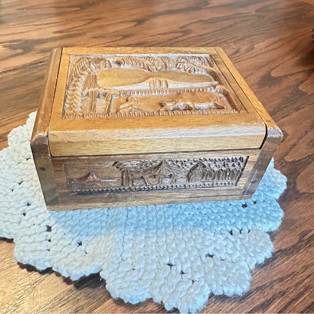 Vintage handcarved Wooden Box